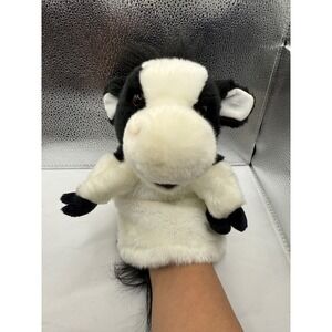 Douglas Cuddle Toy Cow Hand Puppet Plush Black‎ White Farm Animal